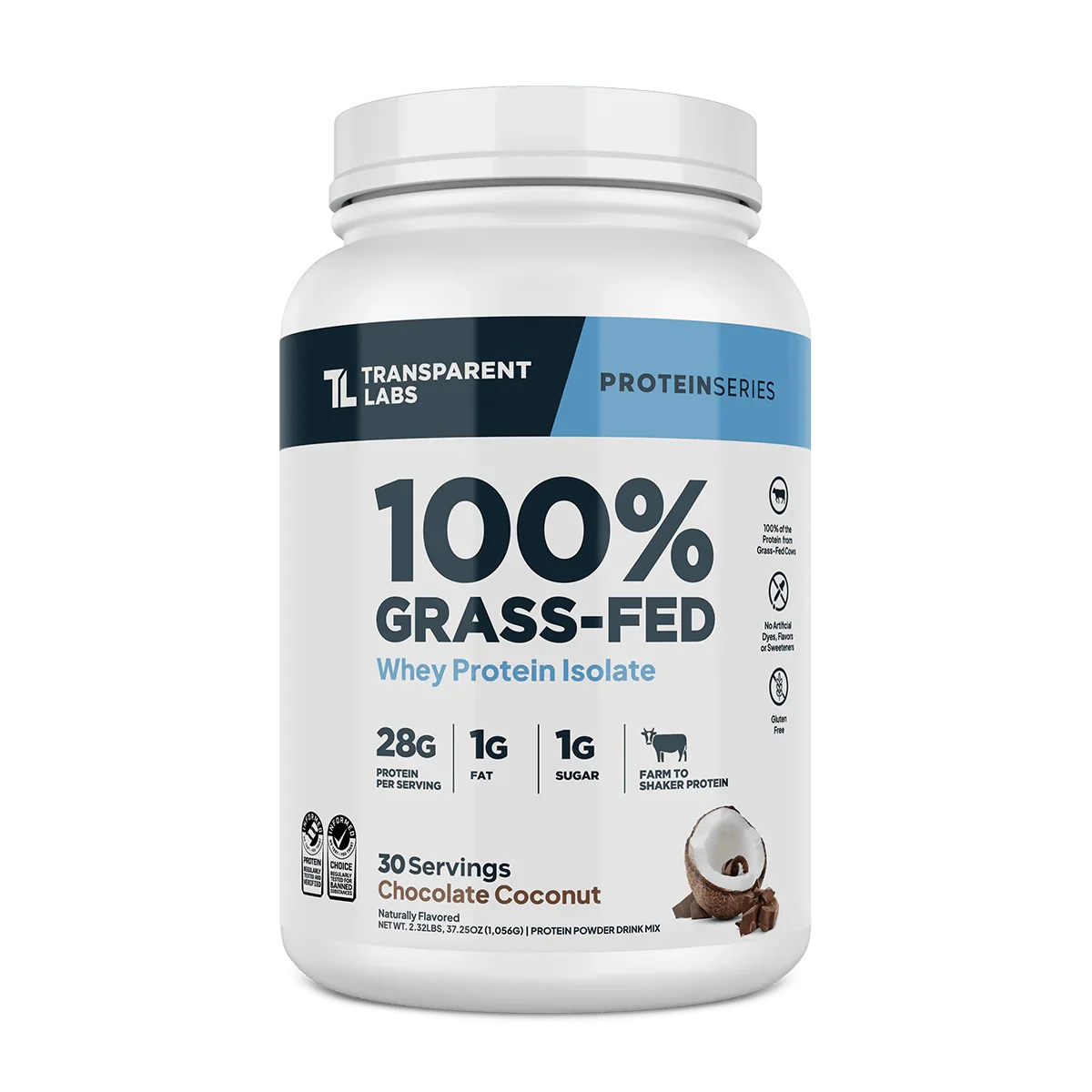 Transparent Labs 100% Grass-Fed Whey Isolate Protein Powder (30 Servings)