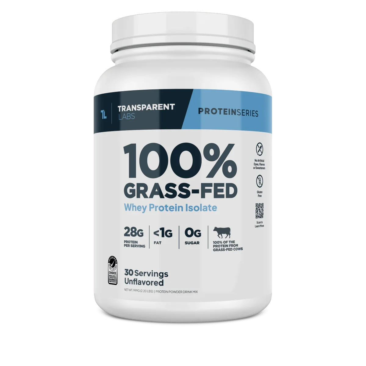 Transparent Labs 100% Grass-Fed Whey Isolate Protein Powder (30 Servings)