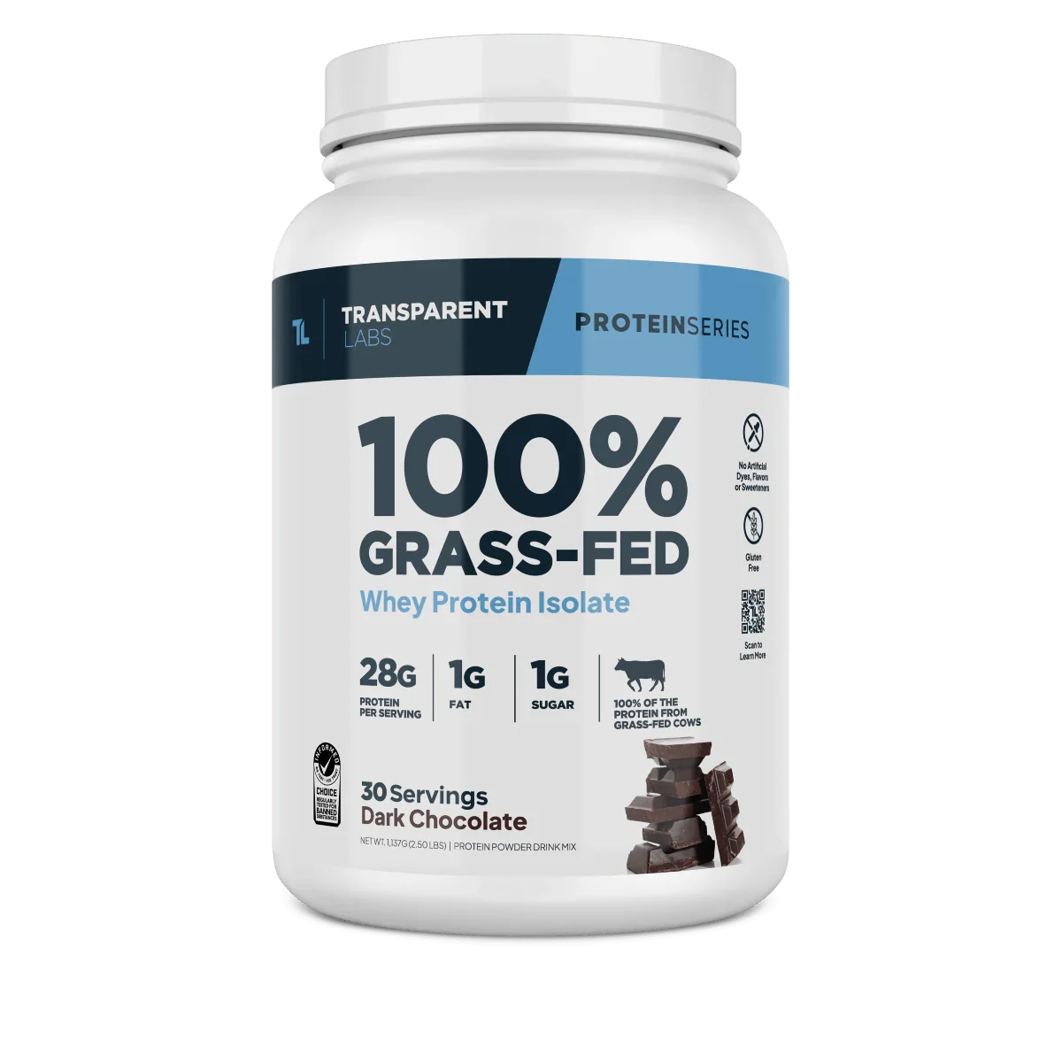 Transparent Labs 100% Grass-Fed Whey Isolate Protein Powder (30 Servings)