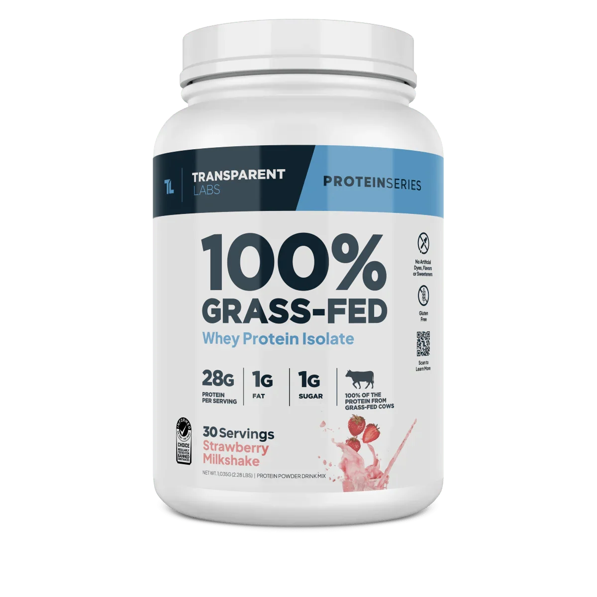 Transparent Labs 100% Grass-Fed Whey Isolate Protein Powder (30 Servings)