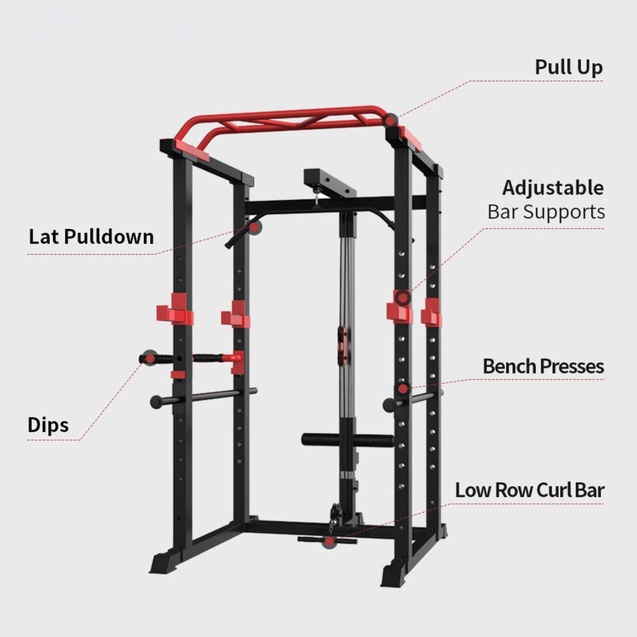 Rovix Multi-Functional Power Cage with Weight Bench — 1,000 LB Capacity