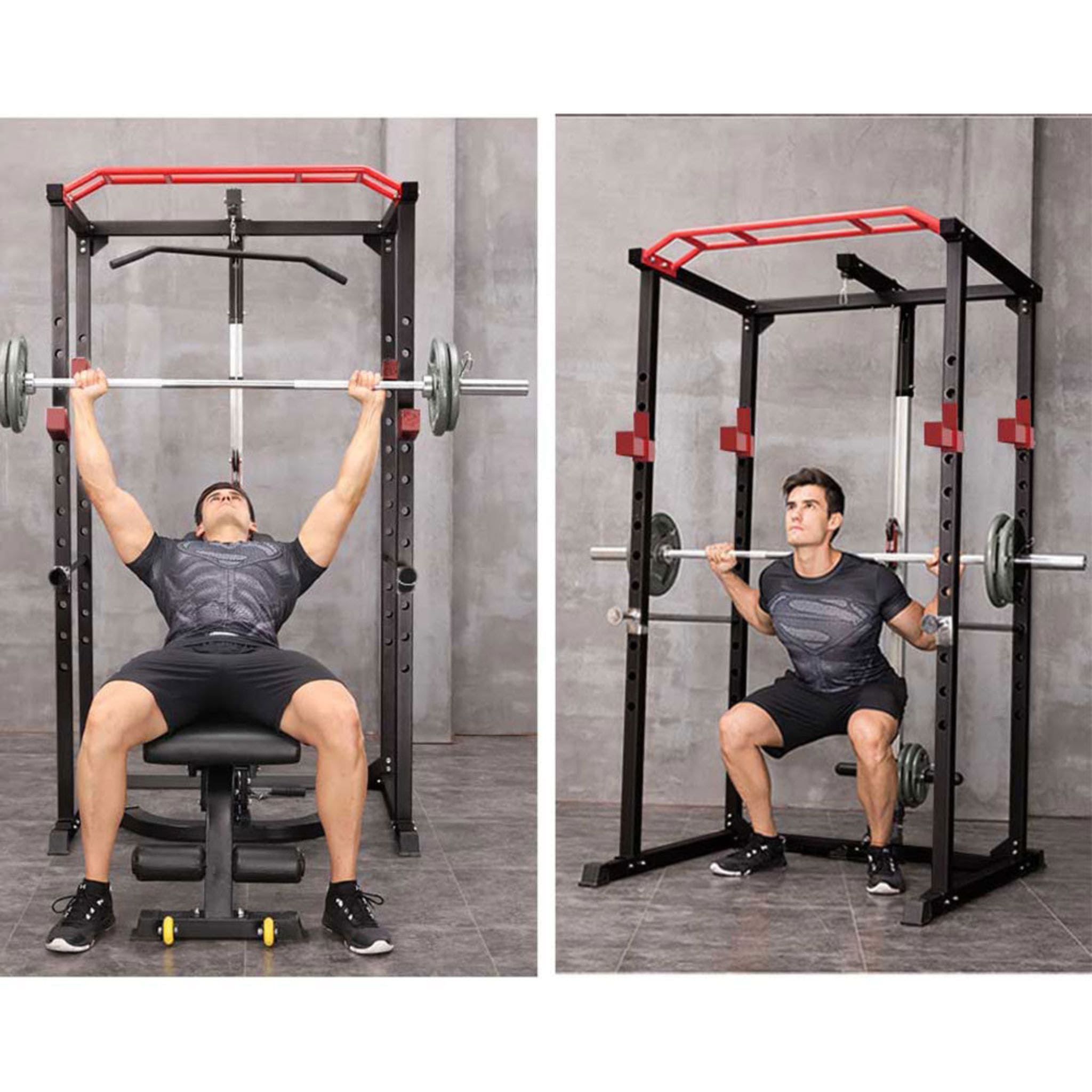 Rovix Multi-Functional Power Cage with Weight Bench — 1,000 LB Capacity