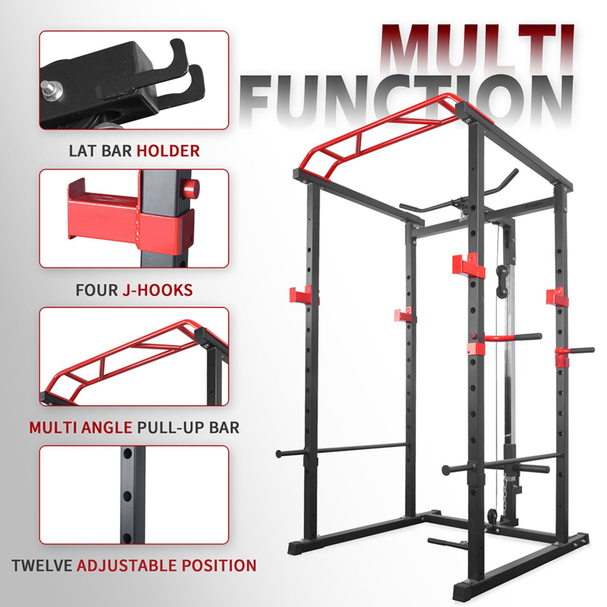 Rovix Multi-Functional Power Cage with Weight Bench — 1,000 LB Capacity