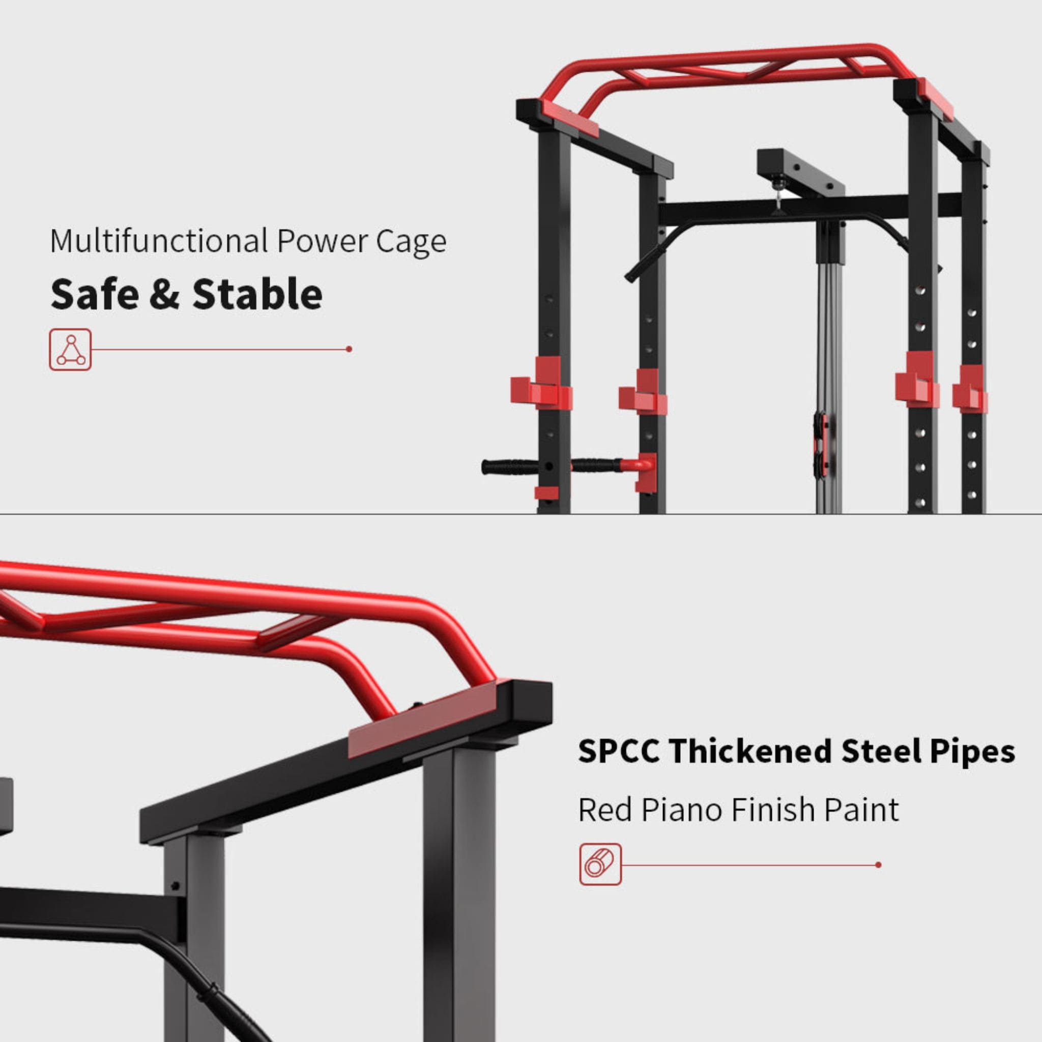 Rovix Multi-Functional Power Cage with Weight Bench — 1,000 LB Capacity