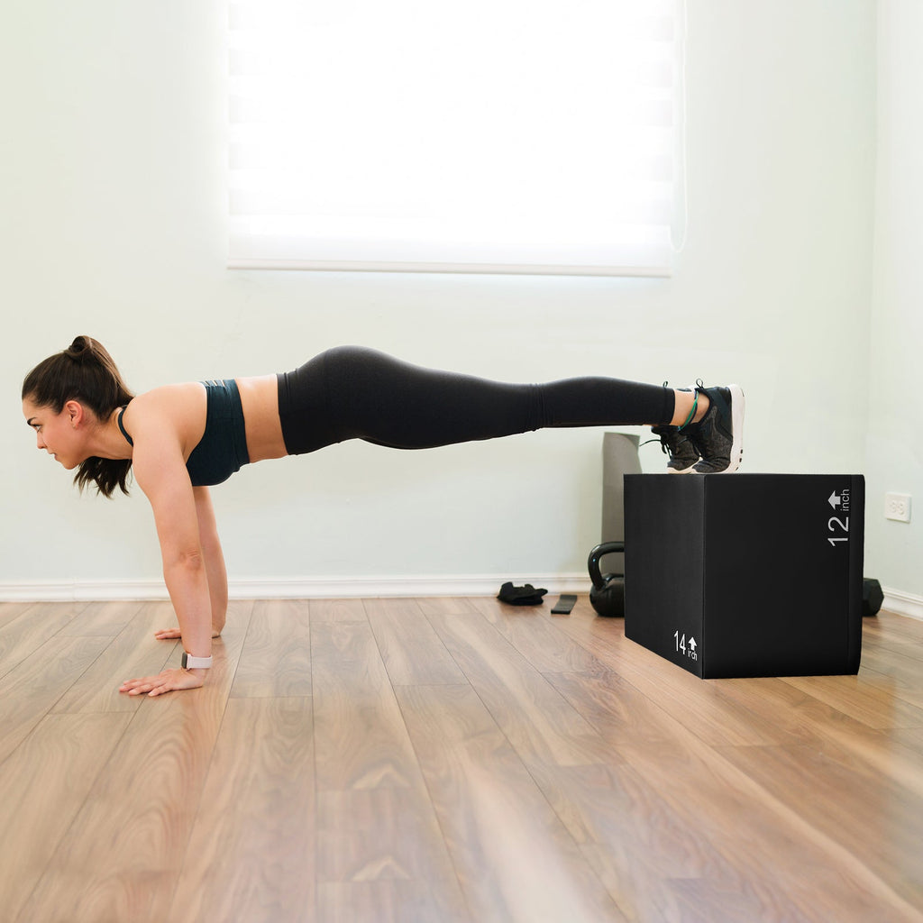 3-in-1 Foam Plyometric Box | 16" & 30" Heights | Anti-Slip PU Cover