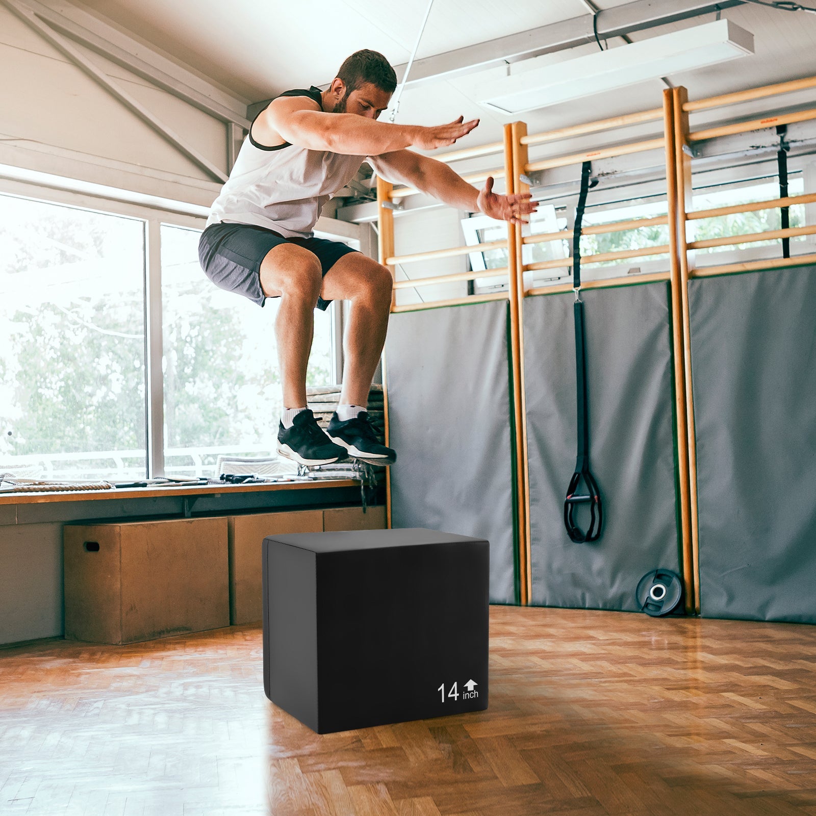 3-in-1 Foam Plyometric Box | 16" & 30" Heights | Anti-Slip PU Cover