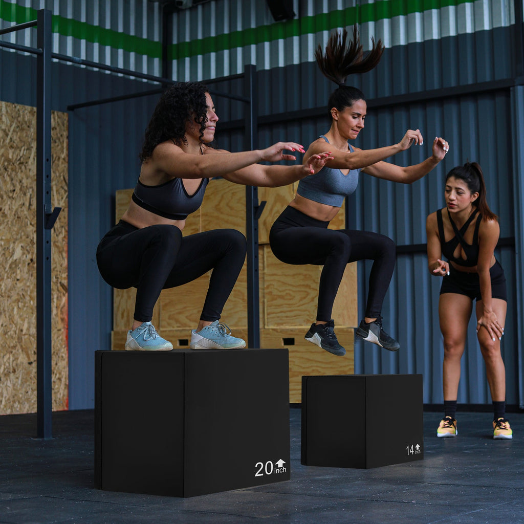 3-in-1 Foam Plyometric Box | 16" & 30" Heights | Anti-Slip PU Cover