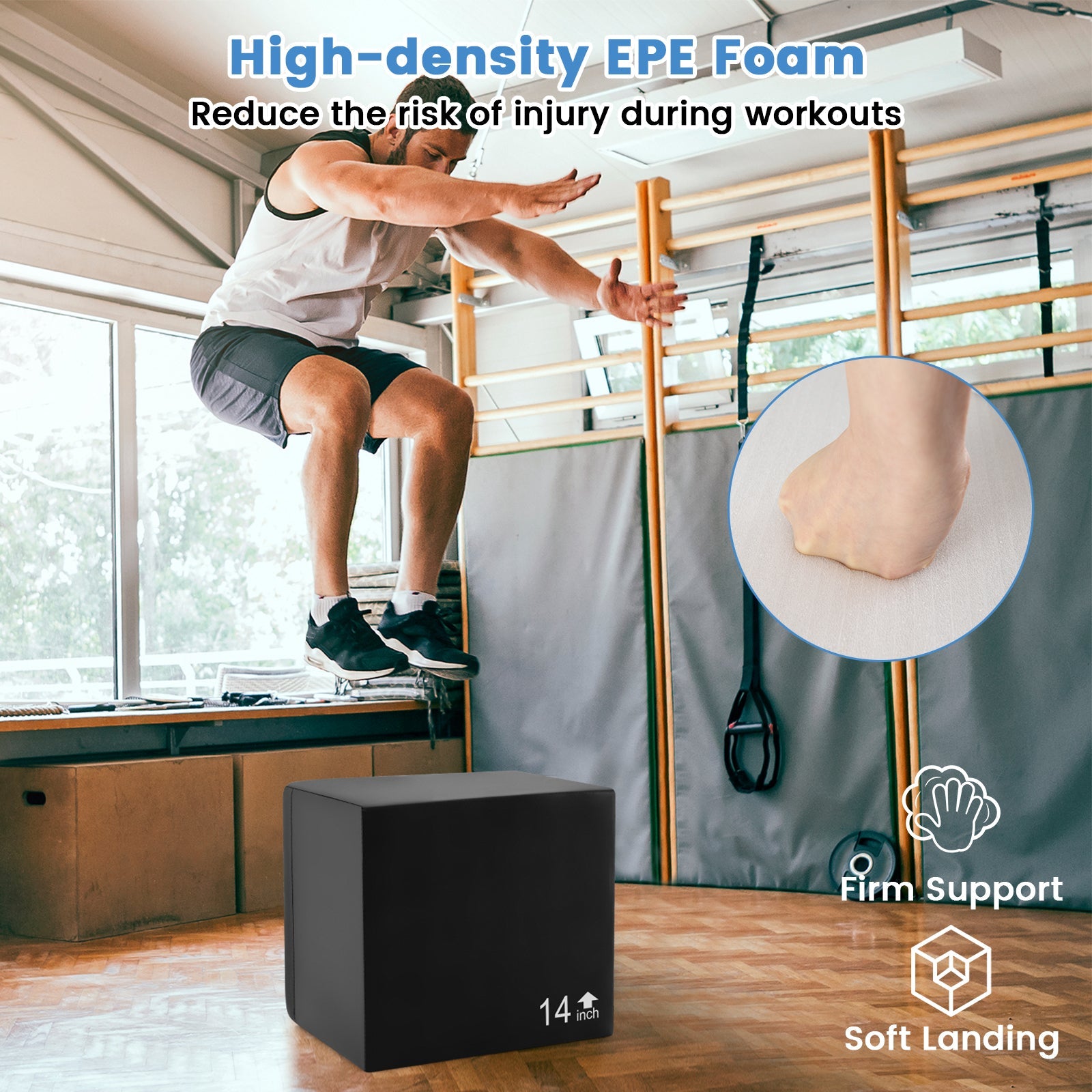 3-in-1 Foam Plyometric Box | 16" & 30" Heights | Anti-Slip PU Cover