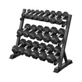 Rovix Rubber Hex Dumbbell Set with Rack — 5 to 35 LB Pairs