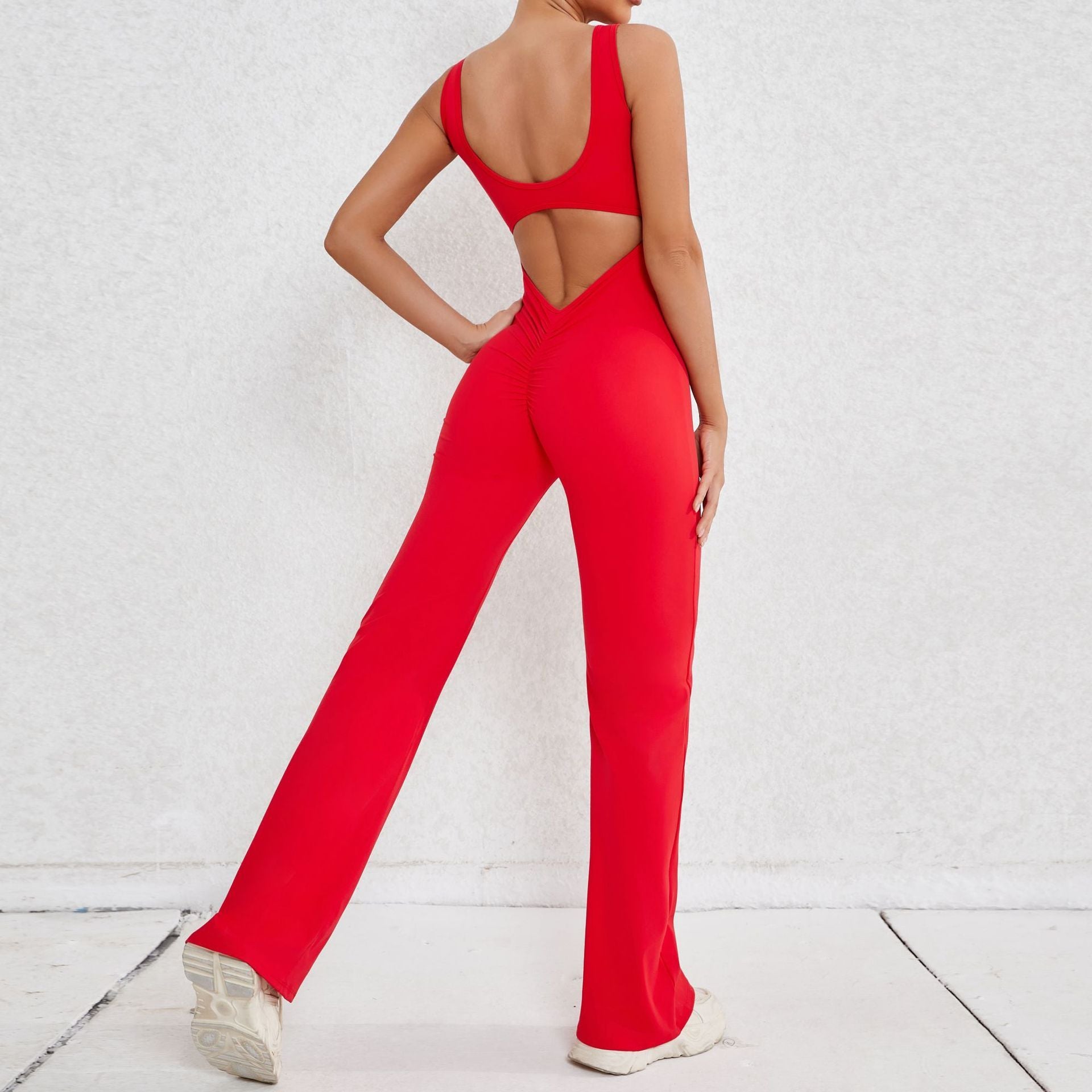 Women's Hollow-Out Open Back Workout Jumpsuit