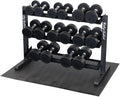 Body-Solid Round Rubber Dumbbell Set with Rack & Floor Mat | 5-40 lb Pairs