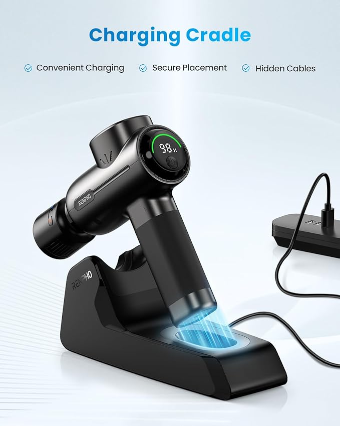 RENPHO Massage Gun with Heat and Cold | Portable Percussion Massager with Charging Stand | Active+ Thermacool Deluxe