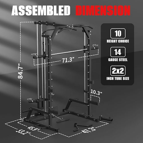 All-in-One Smith Machine & Power Cage with LAT Pulldown – Home Gym