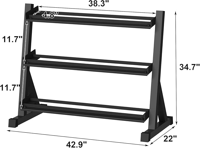 IronWave Fitness Premium Rubber Coated Hex Dumbbell Set with Rack – 450 LB