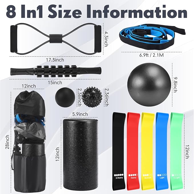 Skylety 8-in-1 Foam Roller Recovery Kit