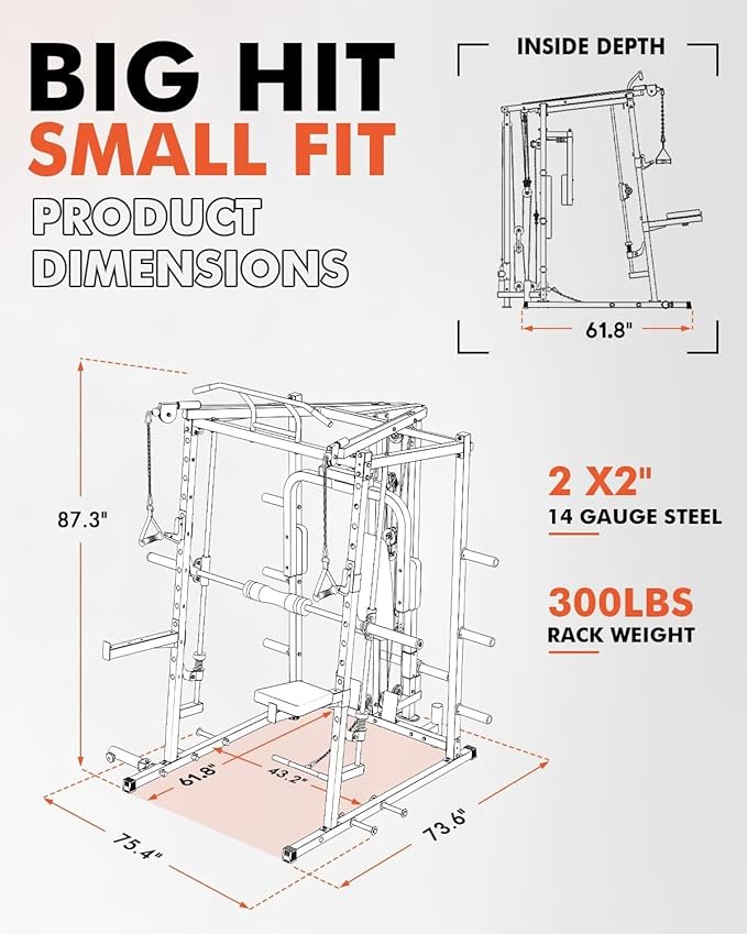 Mikolo CS00 All-in-One Smith Machine Home Gym with 230 lb Weight Plates
