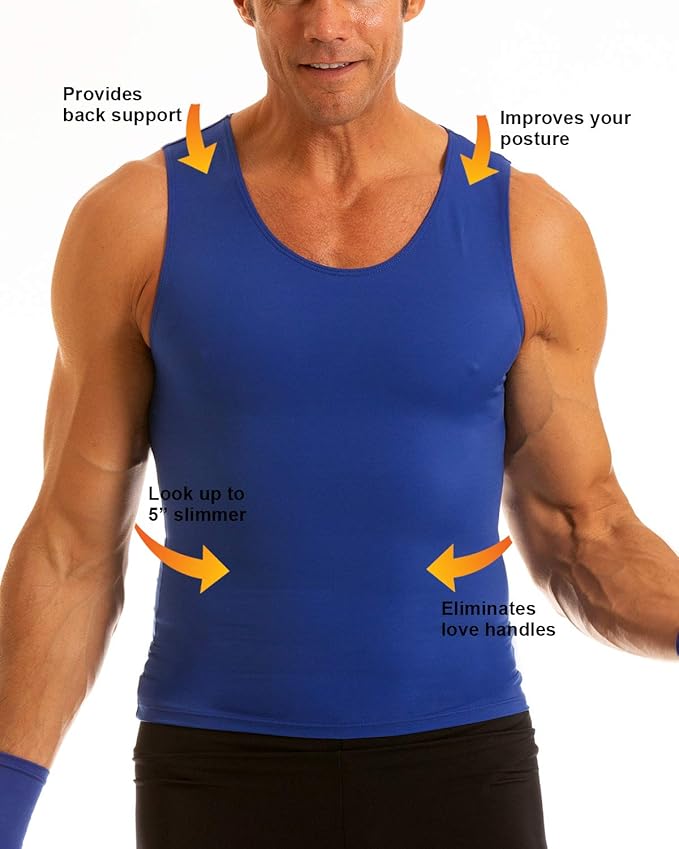 Insta Slim Men's Compression Tank-Top Shapewear | Made in USA | Tummy Control & Back Support