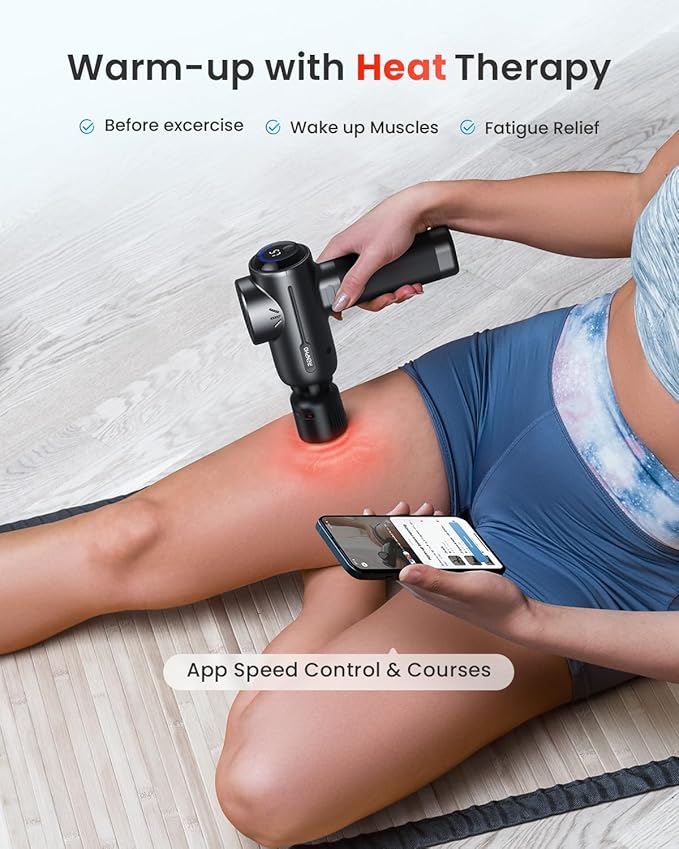 RENPHO Massage Gun with Heat and Cold | Portable Percussion Massager with Charging Stand | Active+ Thermacool Deluxe