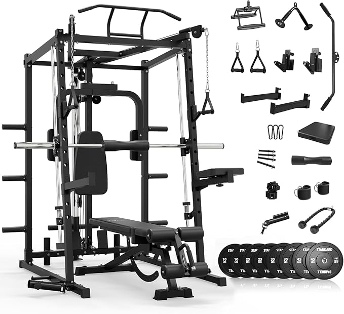Mikolo CS00 All-in-One Smith Machine Home Gym with 230 lb Weight Plates