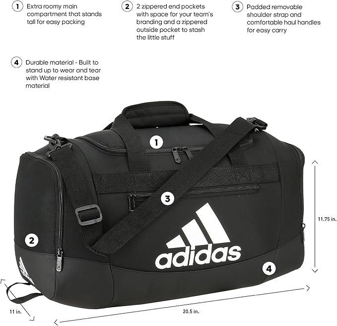 Adidas Defender 4.0 Gym Duffel Bag | Unisex | Black/White | 38L