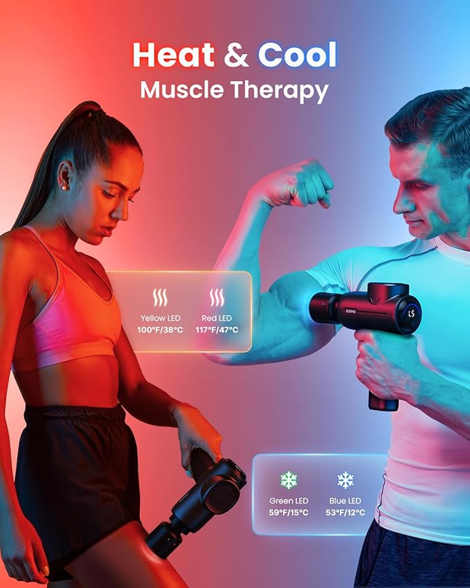 RENPHO Massage Gun with Heat and Cold | Portable Percussion Massager with Charging Stand | Active+ Thermacool Deluxe