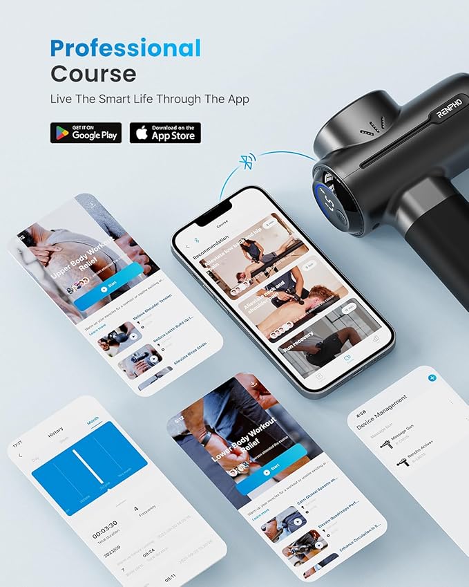 RENPHO Massage Gun with Heat and Cold | Portable Percussion Massager with Charging Stand | Active+ Thermacool Deluxe