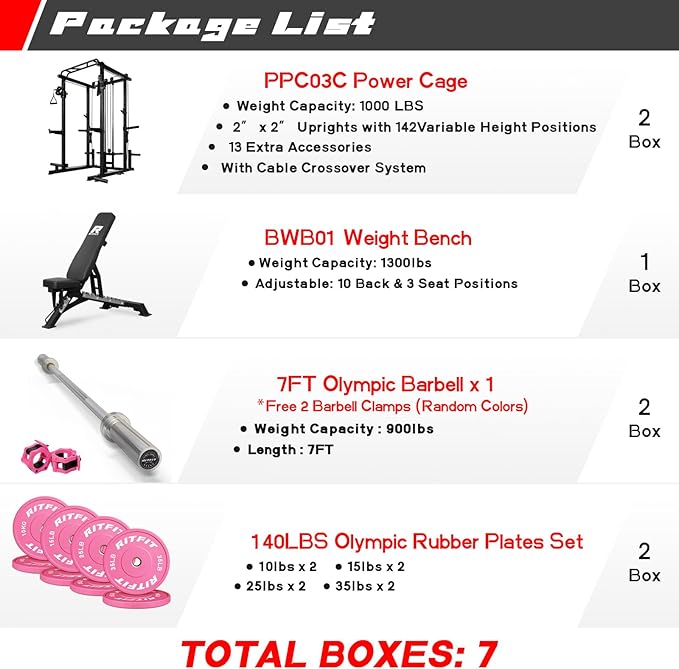 RitFit PPC03 Power Cage & Cable Crossover Home Gym System