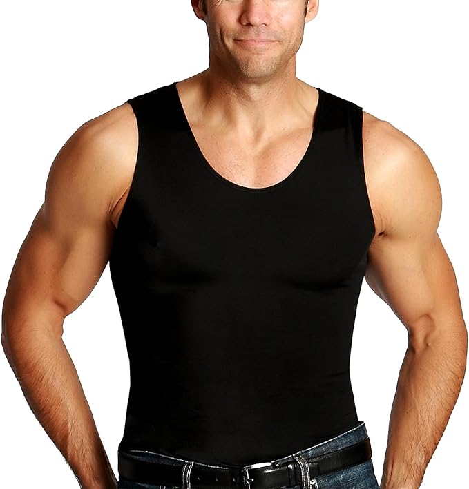 Insta Slim Men's Compression Tank-Top Shapewear | Made in USA | Tummy Control & Back Support