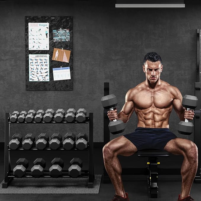 IronWave Fitness Premium Rubber Coated Hex Dumbbell Set with Rack – 450 LB