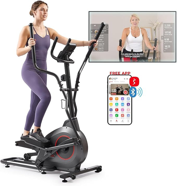 Sunny Health & Fitness Smart Upright Elliptical | 16" Stride, 16-Level Resistance, 300LB Capacity
