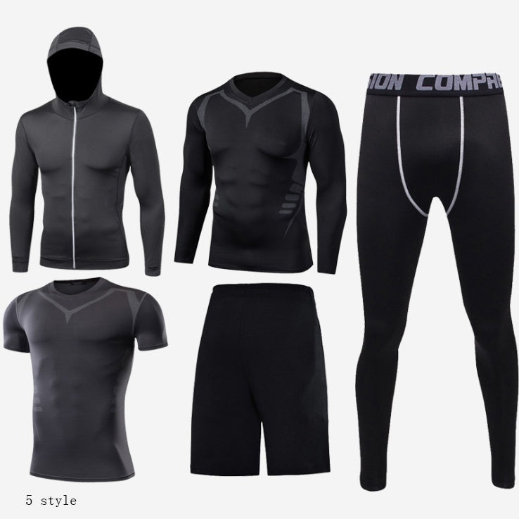 Men's 5-Piece Compression Fitness Suit – Tights & Basketball Set
