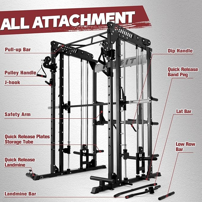 RitFit M1 Smith Machine with Cable Crossover System – All-in-One Power Cage & Squat Rack for Home Gym