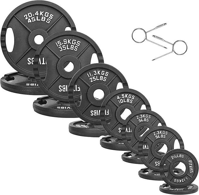 IronWave Fitness Olympic Cast Iron 2-Inch Weight Plates Set – 255 LB