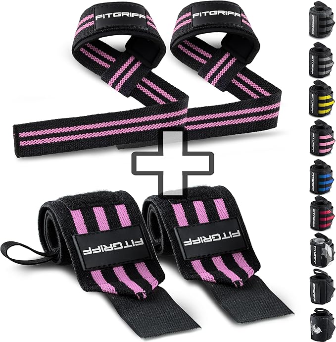Fitgriff® Lifting Straps & Wrist Wraps Bundle — Heavy Duty Support