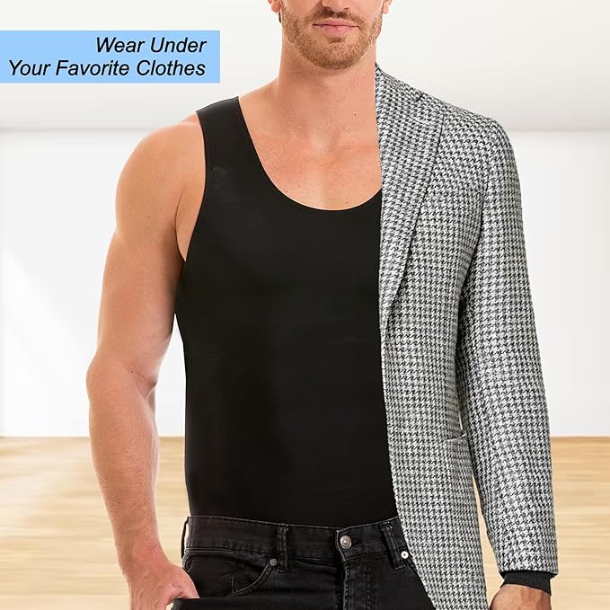 Insta Slim Men's Compression Tank-Top Shapewear | Made in USA | Tummy Control & Back Support