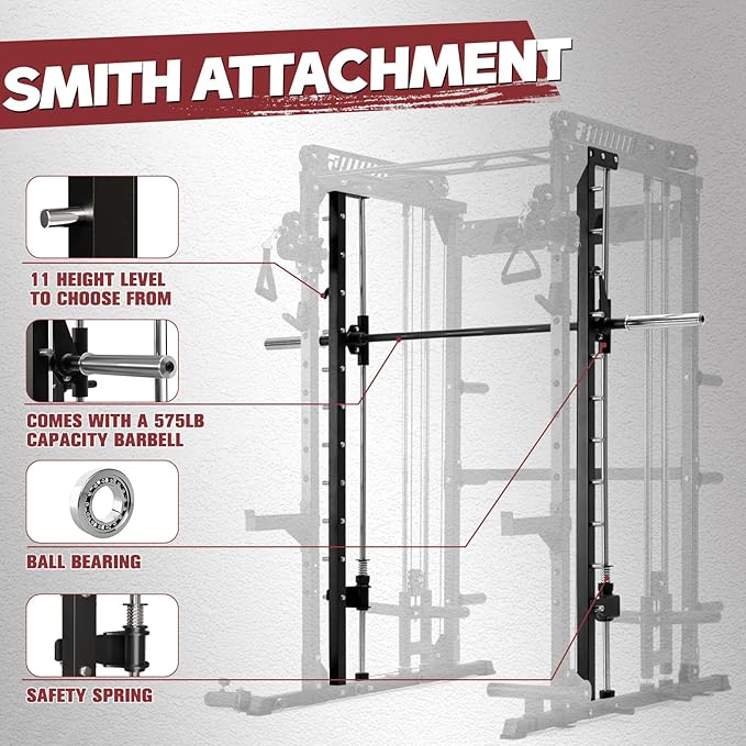 RitFit M1 Smith Machine with Cable Crossover System – All-in-One Power Cage & Squat Rack for Home Gym