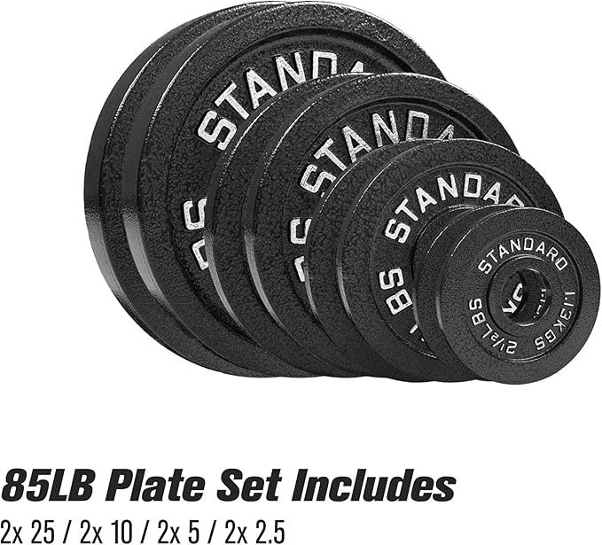 NEXO Fitness 85 LB Steel Olympic Weight Plates Set - 2-Inch Center, Gunmetal