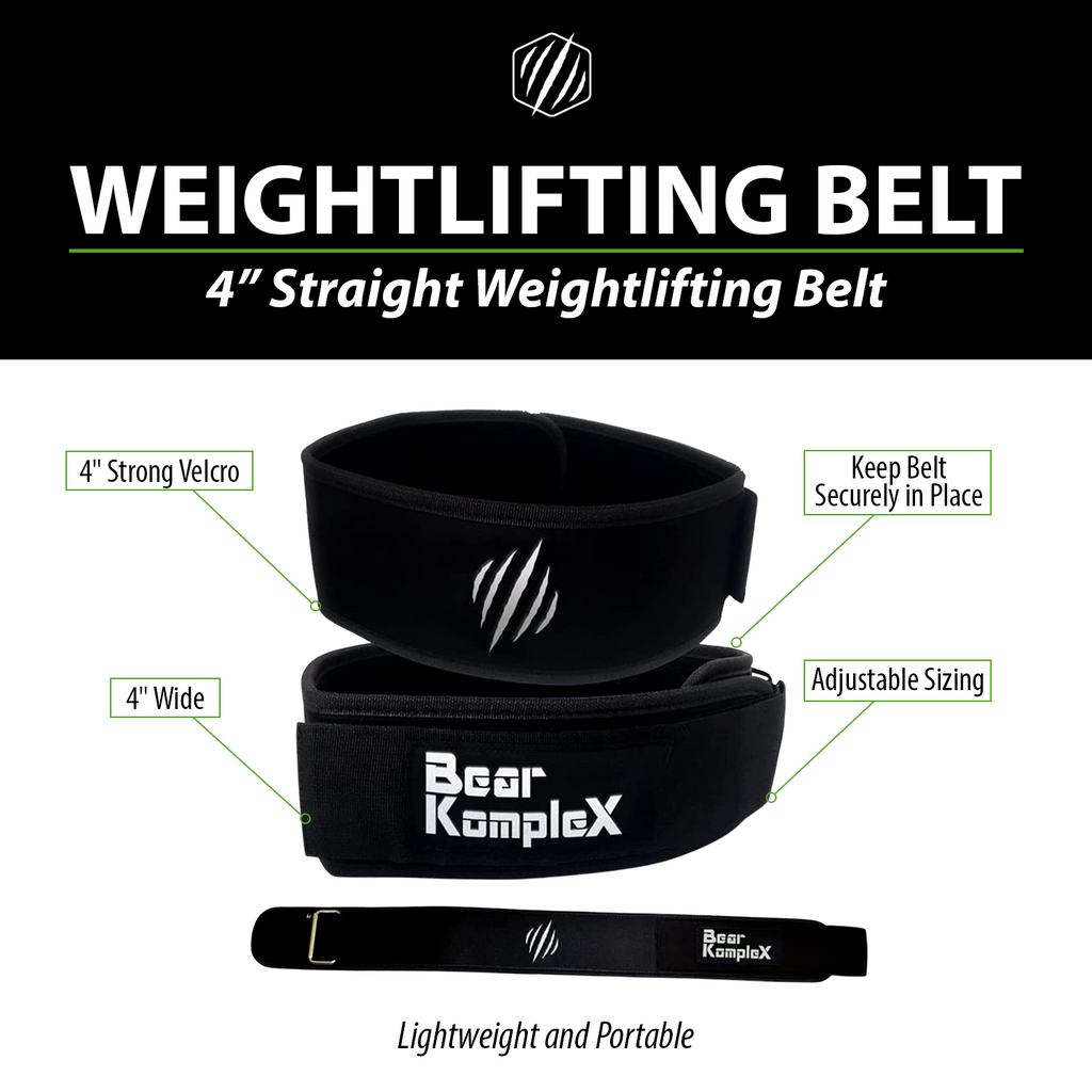 Bear KompleX 4" Straight Weightlifting Belt | Hook & Loop | Multiple Colors