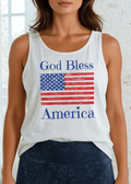 God Bless America Patriotic USA Made White Tank Top