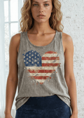 Mineral Washed Cotton USA Flag Heart Graphic Tank Top Made in USA