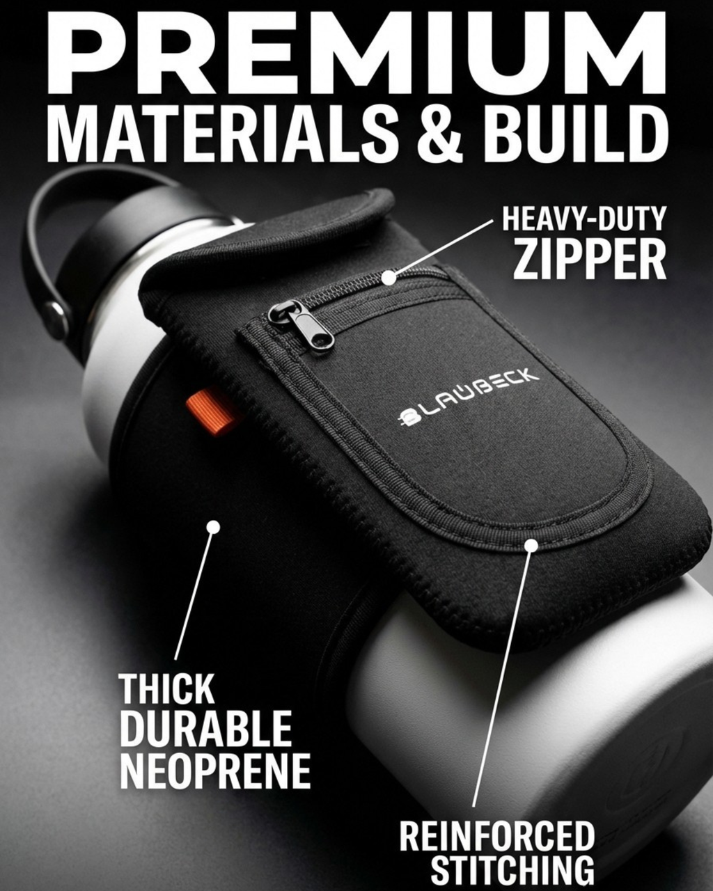 Magnetic Gym Bag with Large Phone Holder — Neoprene Water Bottle Sleeve