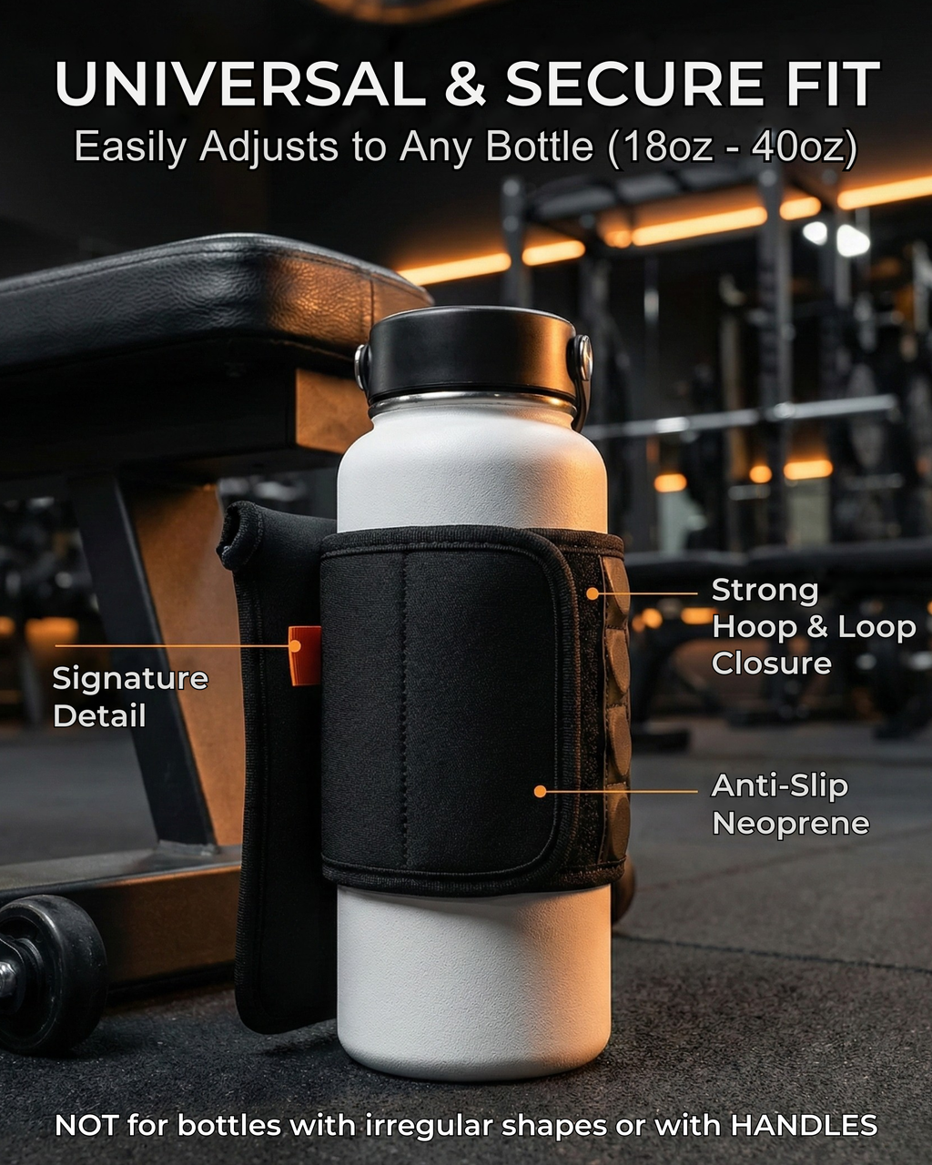 Magnetic Gym Bag with Large Phone Holder — Neoprene Water Bottle Sleeve