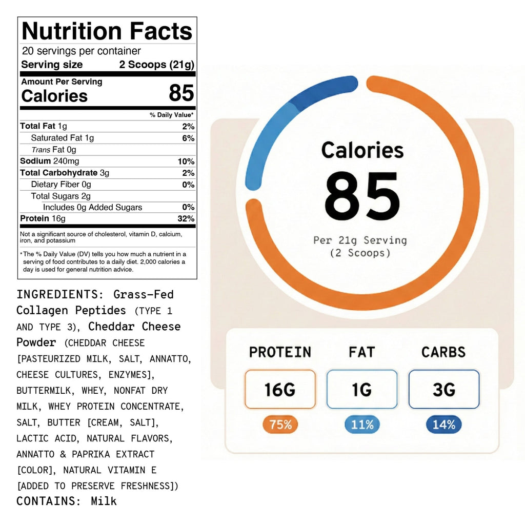 OneSourceFitness Cheesy Cheese Collagen+ Protein Powder | 15g Protein | 20 Servings | Gluten-Free