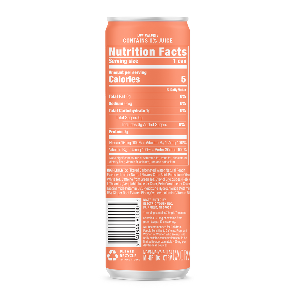 Energy Drink - Sparkling Peach Tea (12-Pack)