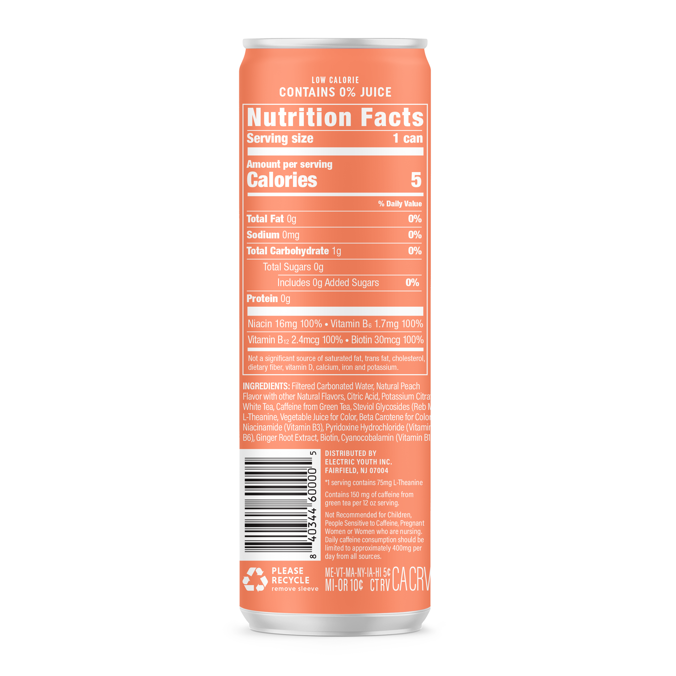 Energy Drink - Sparkling Peach Tea (12-Pack)