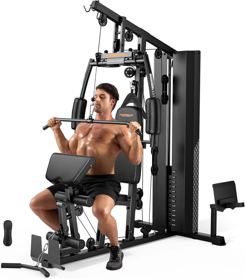 Multi-Function Home Gym 154lbs Leg Press & Cable Exercises