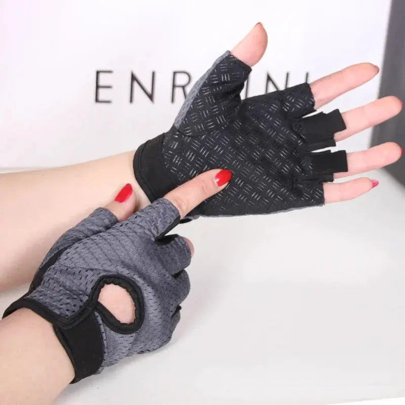 Women's Workout Gloves — Half Finger, Anti-Slip Grip