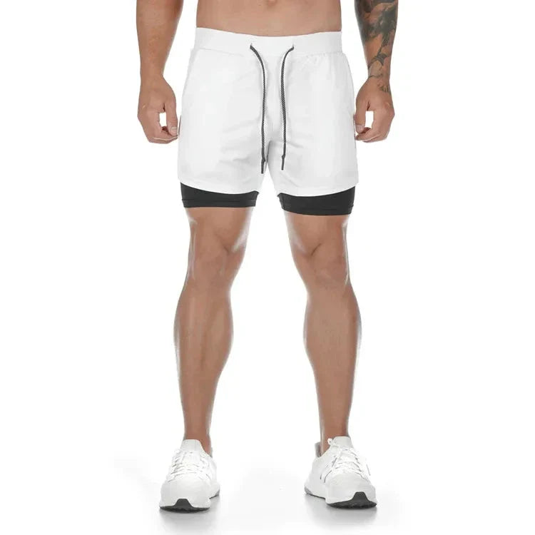 Men's 2-in-1 Camo Running Shorts — Quick-Dry with Compression Liner