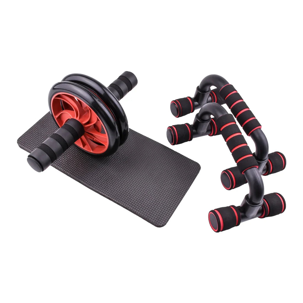5-in-1 Home Gym Kit — Ab Roller, Jump Rope, Push-Up Stands, Hand Grips & Mat