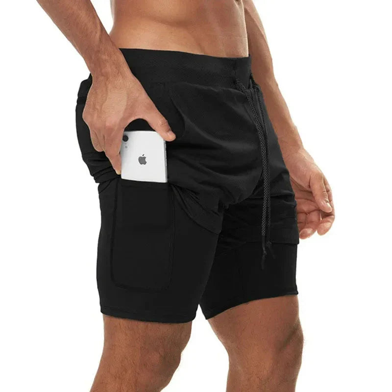 Men's 2-in-1 Camo Running Shorts — Quick-Dry with Compression Liner
